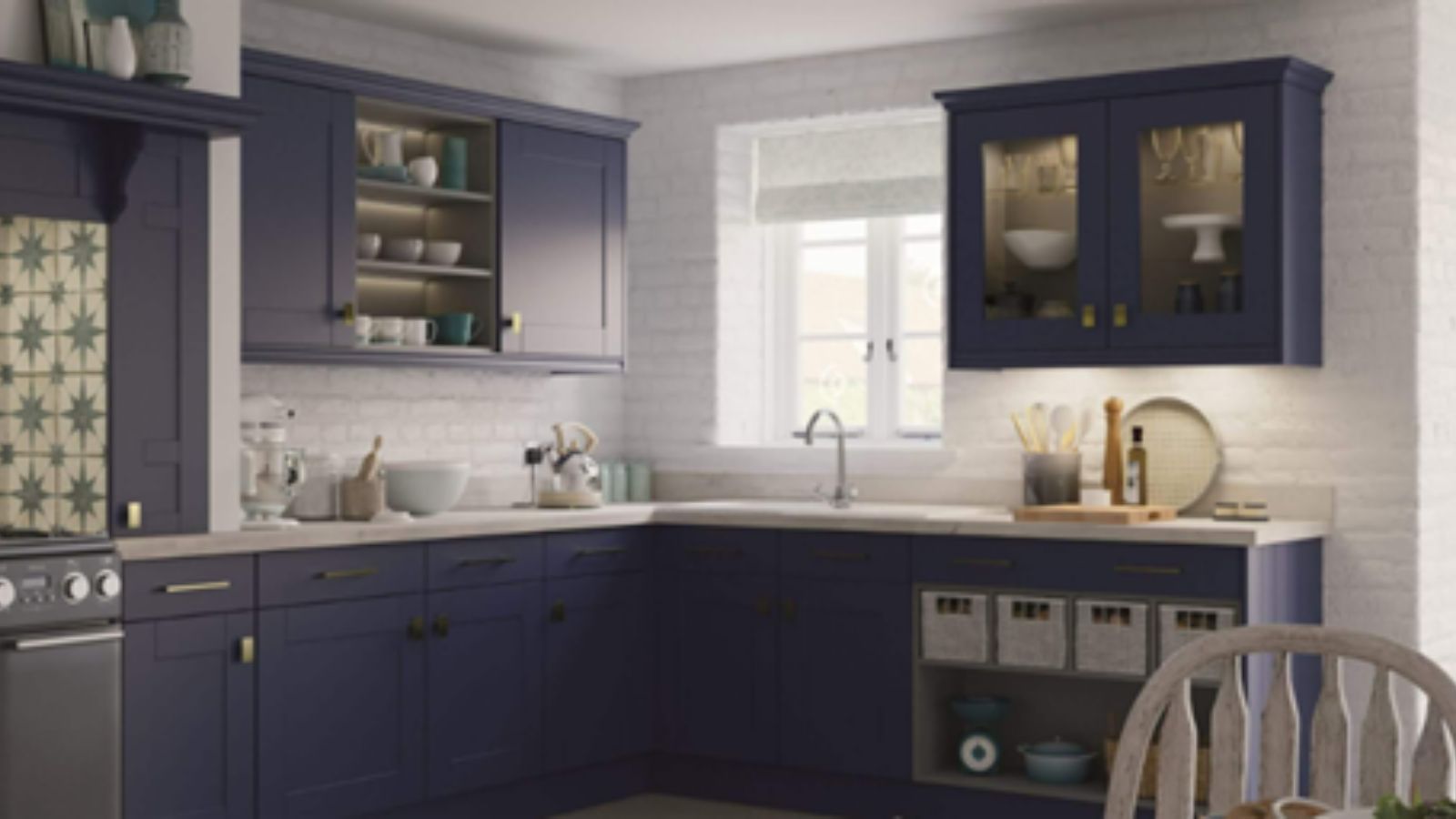 Blue and white kitchens